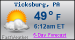 Weather Forecast for Vicksburg, PA