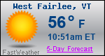 Weather Forecast for West Fairlee, VT