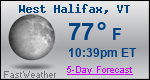 Weather Forecast for West Halifax, VT