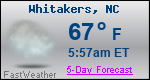 Weather Forecast for Whitakers, NC
