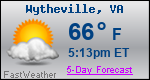 Weather Forecast for Wytheville, VA
