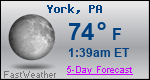 Weather Forecast for York, PA
